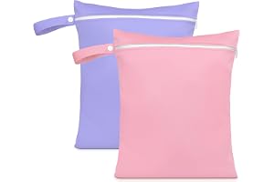 AOOSA Våtpåsar, vattentät tvättväska, återanvändbar tygblöjväskor, Rosa + lila (30 x 40 cm)