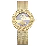 CWYPB Ladies Personality Quartz Uhren, weibliche Business-Maschen-Armbanduhren Frauen Nicht allergischen Frauenuhren zum Weihnachtsgeburtstag Valentinstag Halloween Neujahrsgeschenk (3 Farben),Gold