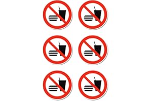 HAVATI Prohibido comer y beber, señales de prohibición: P022 – DIN EN ISO 7010 / ASR A1.3 – Pegatinas: Ø 5 cm, 6 unidades
