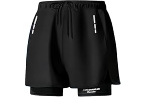 Smatstyle Maillot de Bain Homme Short de Bain Sport Séchage Rapide 2 en 1 Compression Short de Surf Short de Plage