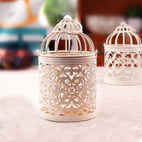 JUNGEN Nostalgischer Deko Vogelvoliere Vogelkäfig Vogelbauer Lilie Landhausstil 14*8cm,creme Weiß - 8