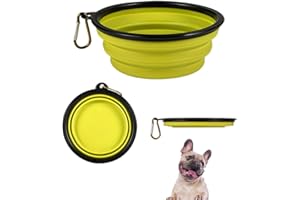 YMISAL Pack: Comederos para Perros, Bebedero Perro Portatil en 2 Unidades 650ml y 350 ml. Cuencos para Perros sin BPA, 6 Colores a elección. Bebedero Gatos, Accesorios para Perros (Amarillo)