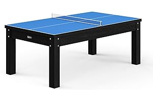‎SPORTIME Sportime 6.5 ft Billard-Tischtennis-Esstisch | 186x93 cm Spielfeld | Esstisch für 8-10 Personen | Schwarz | Freizeit Spaß | 130 kg | PVC Spielfläche | Metall Querstreben