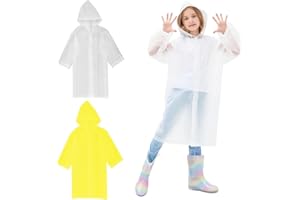 WHGHNCQ Lot de 2 poncho de pluie imperméable pour enfant - Protection contre la pluie - Réutilisable - Pour vélo, Disney, randonnée, cyclisme, voyage, Blanc + Jaune,taille unique