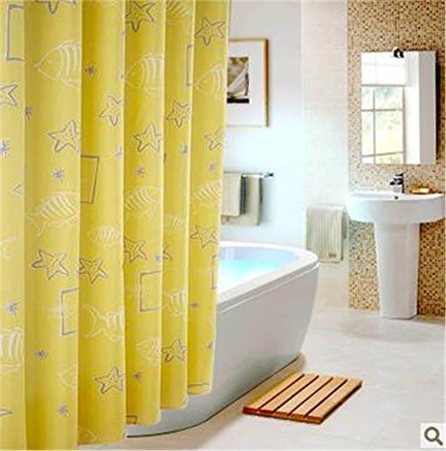 RFVBNM Shower curtain Polyester shower curtain waterproof thickened yellow shell toilet aggravate plumb bob 300cm W*200cm L