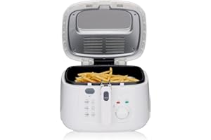‎ALPINA alpina Friteuse 2,5L DF-165 - Friteuse mit Fett 1800W - Einstellbare Temperatur bis 190°C - für 2 bis 3 Personen - mit Antihaftbeschichtung und Kontrollleuchte - Weiß, Weiss