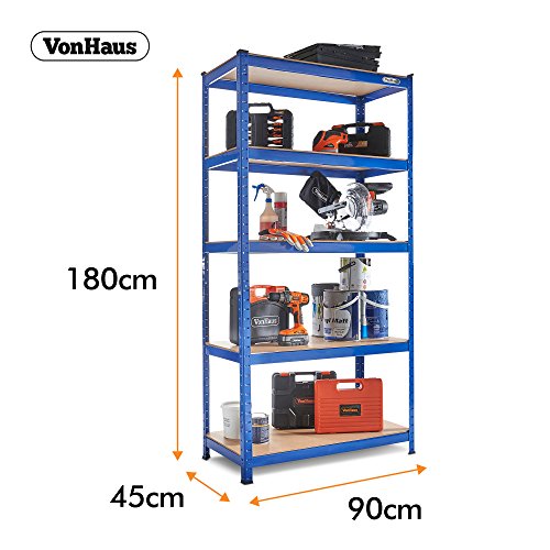 VonHaus 1,8 Heavy Duty Stahl & MDF Tier 5 Regale Regal oder Workbench – Massiver 1325Kg Kapazität - 3