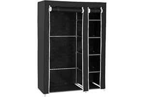 LANTUS Armoire de Rangement Garde-Robe,Penderie de vêtement Pliable en Tissu Non-tissé,Penderie de Vêtement en Toile,Mobilier de Chambre Rangement de Vêtements,172 * 105 * 43cm- Noir
