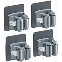 Portascopa A Muro Senza Fori - Set Da 2 Con Gancio | Supporto Per Scope E Mocio | Per Cucina, Bagno, Garage - Foto 5