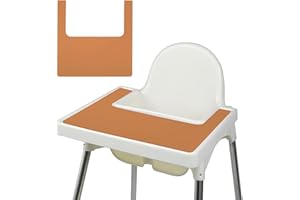 Vicloon Silikonowa podkładka dla dzieci, High Chair Placemat, podkładek na stół dla dzieci do krzesełka IKEA wysokie krzesło, bez BPA, łatwa do czyszczenia,Antypoślizgowa konstrukcja (Pomarańczowy)