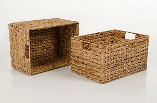 VIVANNO 2er Set Regalkorb aus Wasserhyazinthe "Lanta", 36 cm, Natur