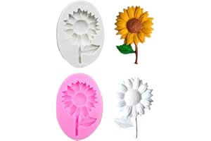 Nifocc Stampo in silicone a forma di girasole a forma di fiore, per fondente, cioccolato, caramelle, cupcake, decorazione per torte fai da te, argilla polimerica, rosa e grigio, 2 pezzi
