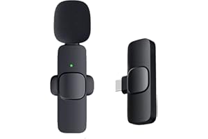 Azarton Mikrofon Handy für USB C - 2.4Ghz Wireless Lavalier Microphone Ansteckmikrofon Kalellos Mic mit Clip für Externes Aufnahme Vlog Videoaufzeichnung YouTube Facebook Stream Tiktok | Black