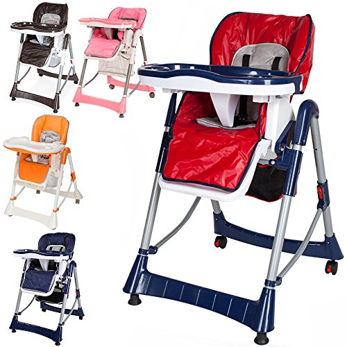 TecTake Baby highchair height adjustable -different colours- (Red-Blue)