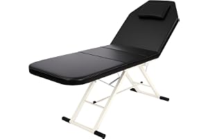 CHAPINGNI 180 x 60 x 60 cm 3 zoner mobil vikbar massagesäng, 250 kg bärbart stål justerbar höjd massagebord kosmetisk stol med nackstöd PU stoppning för spa salong tatuering skönhet