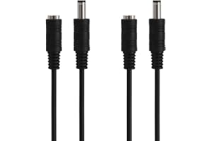 VCE Przedłużenie kabla zasilającego DC z adapterem męskim na żeński 2,1 x 5,5 mm, kompatybilny z kamerą zamkniętą lub bezprzewodową kamerą IP 12 V LED, samochód 1,8 m, 2 sztuki