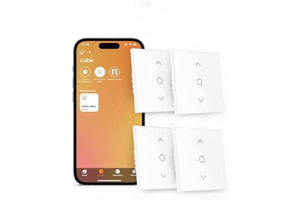 Intelligente Interrupteur Volet Roulant Connecté (FIL NEUTRE REQUIS), Interrupteur Volet Roulant WiFi Compatible avec HomeKit, Alexa et Google Home, Contrôle de Pourcentage et Contrôle à Distance