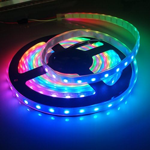IKSACE 5V WS2812B 5M 16.5ft LED Lighting Strip SMD 5050 RGB Individually Addressable 300 Pixel WS2812B IC Dream Color Light 60leds/m Waterproof IP67 Black PCB