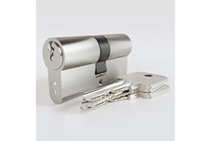 Sempro Schließzylinder 30/30 Gleichschließend Zylinderschloss 3 Schlüsseln Messing Vernickelt geprüft nach EN 1303:2015