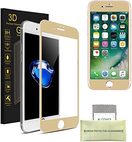 iPhone 7 Plus Screen Protector, AKPATI Premium 4D Round Edge Tempered Glass Screen Protector Film (5.5 inch) Easy Bubble-Free Installation for iPhone 7 Plus - Gold