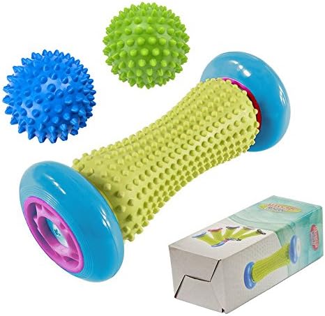 Foot Muscle Roller Stick & Spiky Ball, Yuzlder Massager Roller Relieve Plantar Fasciitis and Heel Foot Arch Pain-Relax Shoulder Foot Back Leg Hand Relieve Tiredness(sky blue)