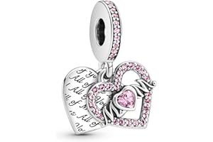 Aurevella Charms en Argent Sterling 925,Heart Voyage Papillon Beads, Cadeau de Noël pour Femme