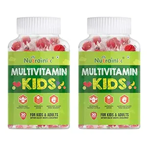Nutrainix Complete Multivitamin Vegetarian Gummies for Kids, Teenagers, Men, Women, Adults with Essential Vitamins, 60 Veg Gummies (Multivitamin Kids (Pack of 2))