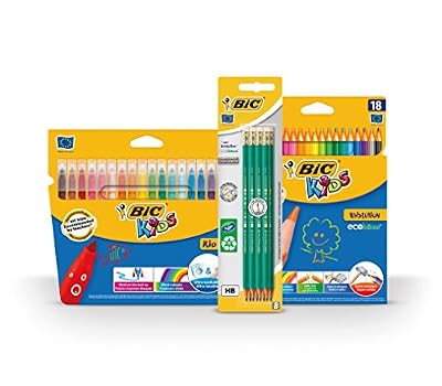 BIC Spécial Rentrée des Classes Pack de Coloriage de 18 Feutres/18 Crayons de couleur/8 Crayons graphites