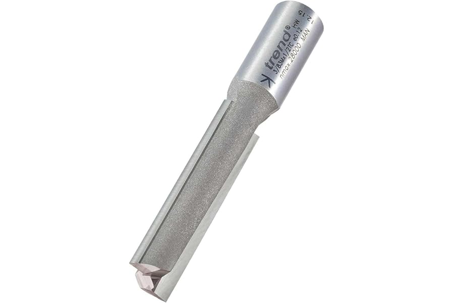 Trend Professional Two Flute Router Cutter, 1/2 Inch Shank, 12.7mm Cut Diameter & 50mm Cut Length, Tungsten Carbide Tipped, 3/83MX1/2TC