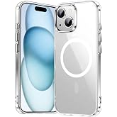 Coverzone İphone 14 Plus İle Uyumlu Y&uuml;ksek Kalite Kablosuz Şarj &Ouml;zellikli Silikon Telefon Kılıfı Şeffaf, Wireless Magsafe ile