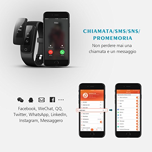 Mpow Fitness Tracker IP67, Braccialetti Fitness Contapassi da Polso Conta Calorie e Cardiofrequenzimetro, Bracciale Bluetooth Activity Tracker Impermeabile IP67 Fit Watch con Cardiofrequenzimetro Contapassi Pedometro, Orologio Fitness Donna Uomo 14 Sport ModalitÃ , Monitoraggio Calorie, Notifiche Chiamate/SMS/Whatsapp per Android e iOS, Nero
