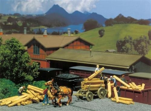 Preisvergleich Produktbild Faller 120228 - Fuhrwerk mit Eisenbahnschwellen-Stapel