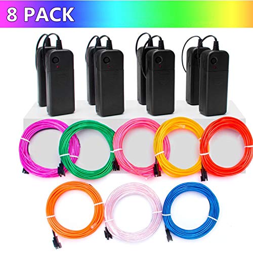 8pcs el fil 8 x 3 m néon lumière strobing électroluminescence