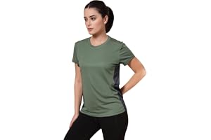 CHKOKKO Gym Tshirt for Women Workout Dry Fit t Shirt Sports Tshirt Lightweight Round Neck Breathable Half Sleeve Activewear Mesh Running Yoga Tops for Woman