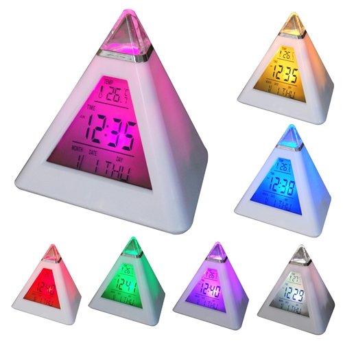 DIGIFLEX Digitaler Wecker in Pyramidenform mit 7 farbwechselnden LEDs - 4
