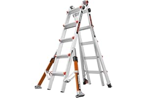 Little Giant Ladders 1304-025 Conquest All-Terrain Mehrzweckleiter, 5 Stufen, seitlich montierte Stabilisator-Stangen, Schwerwandige Konstruktion in Militärqualität, EN131