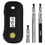 E Cigarette, DaTong Electronic Cigarette 2 Pack with 1.6ML extra atomizer CE4 Travel Set 1100 mAh Rechargeable Battery Electronic Cigarettes with Power Remaining Indicator (No Nicotine, Black & & Silver)