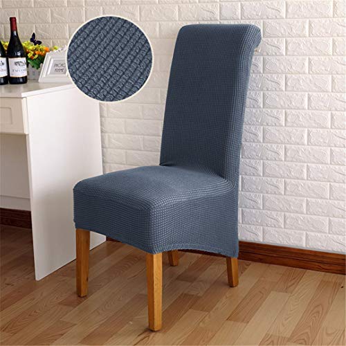 Tireyeres 4/5/6 Pieces Pattern Checked Plaid Long Back Chair Cover Printed Chair Covers For Wedding Home Hotel Banquet grey 5pcs-XL Szie