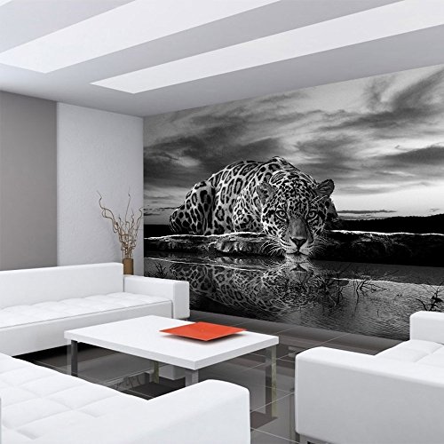 Vlies Fototapete PREMIUM PLUS Wand Foto Tapete Wand Bild Vliestapete – Leopard Wasser Himmel – no. 3560, Größe: 368 x 254 cm Vlies - 4
