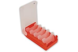 TimeTEX - Fichero de plástico resistente, A8, semitransparente con tapa retráctil, método de aprendizaje de 5 compartimentos, 20 x 9 x 7 cm, color: rojo