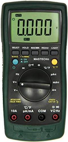 Mastech MS8220R 6,000 Counts Auto-ranging True RMS AC/DC Digital Multimeter with RS232 PC Interface and Temperature C&amp;F by Tekpower