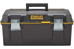 STANLEY FATMAX Boîte à Outils Étanche 58 cm - Résistant à l'Eau - Grande Capacité de Rangement - Rainure en V pour Coupe d'Appoint - Poignée Bi-Matière - Attaches Anti-Corrosion 1-94-749