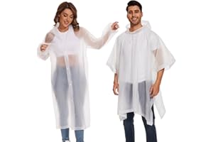 FOURINDO 2 Stück Regenponcho Damen Herren，Wasserdicht Transparent Regenjacke Regencape mit Tunnelzug Kapuze Eva Travel Faltbar Regen Poncho Regenmantel für Wandern Radfahren Camping Festival und Reisen