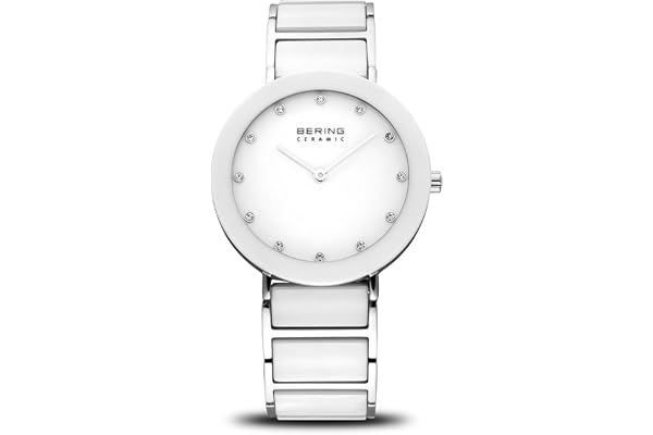 BERING 11435 Montre À Quartz pour Femme, 35 mm, Boîtier en Acier Inoxydable Or Rose Et Cadran Noir, Bracelet Milanais, Verre Saphir, 5 ATM