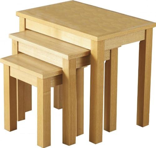 ValuFurniture Oakleigh Nest of 3 Tables - Natural Oak Veneer