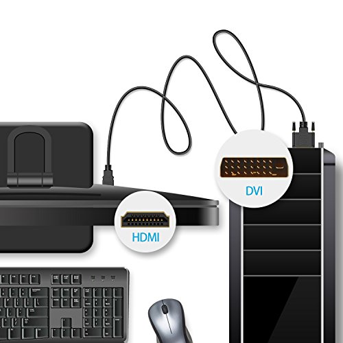 HDMI auf DVI Kabel, Rankie 3m CL3 Bewertet High Speed Bidirektionale HDMI-DVI Kabel HDTV Cable (Schwarz) – R1107B - 5