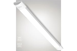 Bellanny LED Fluorescente 30cm, 10W 1200LM Lámpara LED de Techo, 6500K Blanca fría Neon Led Tubo, IP40 130°Ángul Luz de Garaje, LED Batten Light para Sala Oficina Taller Almacén Baño Cocina Barra