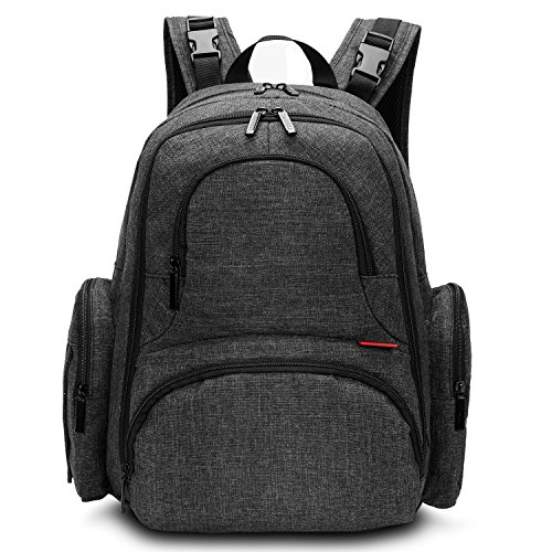 Preisvergleich Produktbild Srotek Baby Wickelrucksack Wickeltasche Reise Rucksäcke mit Wickelunterlage Isolierte Tasche Multifunktional Wasserdicht Große Kapazität Babytasche Rucksack für Damen, Schwarz