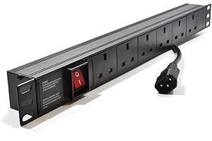 kenable Power Distribution C14 Plug to UK 6 Way 19 inch Horizontal Rack PDU 1.8m [1.8 metres]
