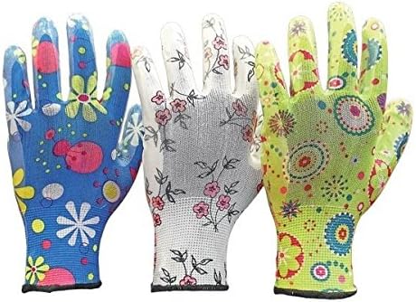 Work &amp; Gardening Gloves for Women &amp; Men, Best Protective Second Skin Working Glove for Gardening Protective Gloves Coated with Nitrile -Size 7 -Pack of 3